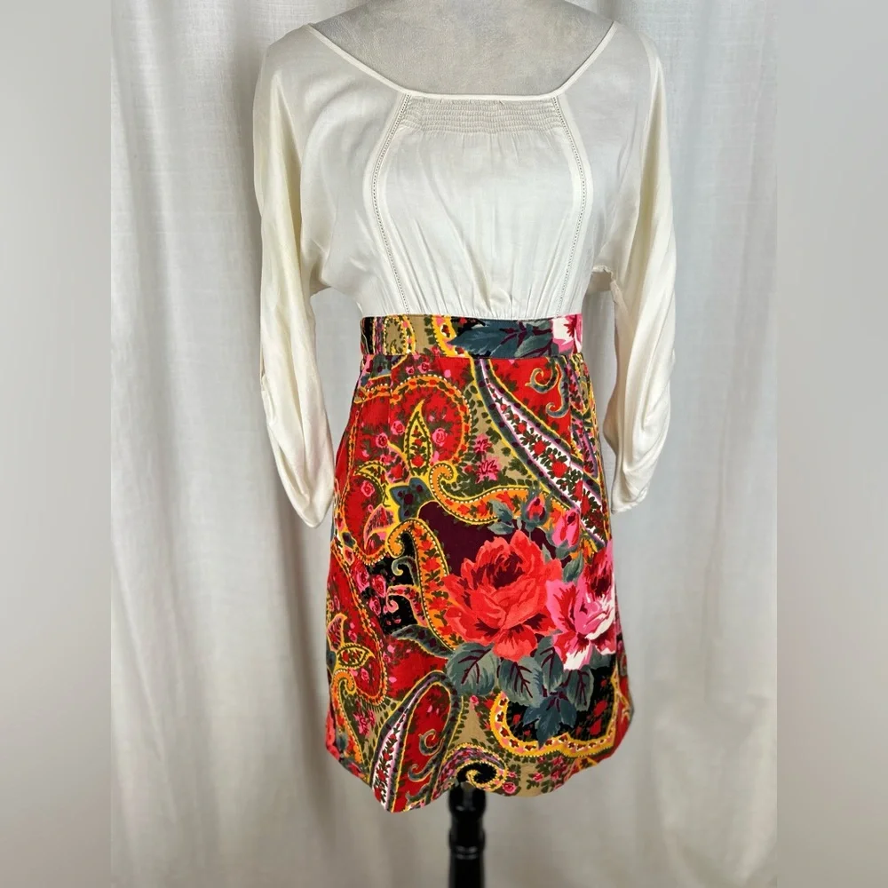Women's Anthropologie Edme & Esyllte Easy As Pie Paisley Corduroy Dress BOHO 0